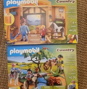 Playmobil Country PONY STABLE 44pc And COUNTRY HORSEBACK RIDE 40 pc Unopened Lot